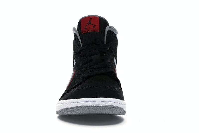 Jordan 1 Mid Black Particle Grey Gym Red