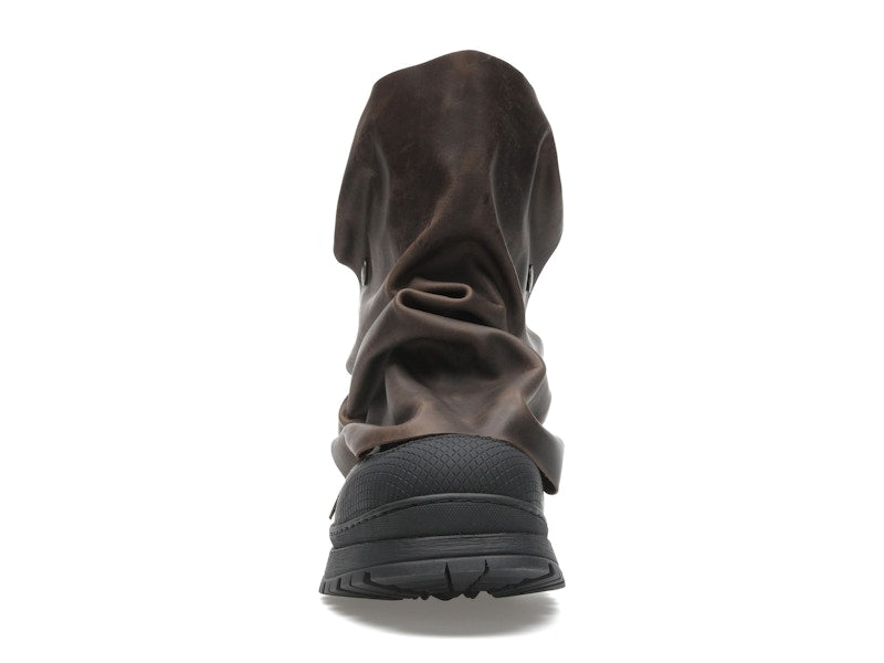 H&M x Glenn Martens Gaiter-Detail Leather Boots Dark Brown