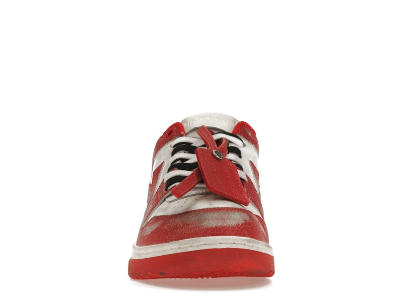 OFF-WHITE Out Of Office OOO Low Tops Red White Vintage Distressed Leather
