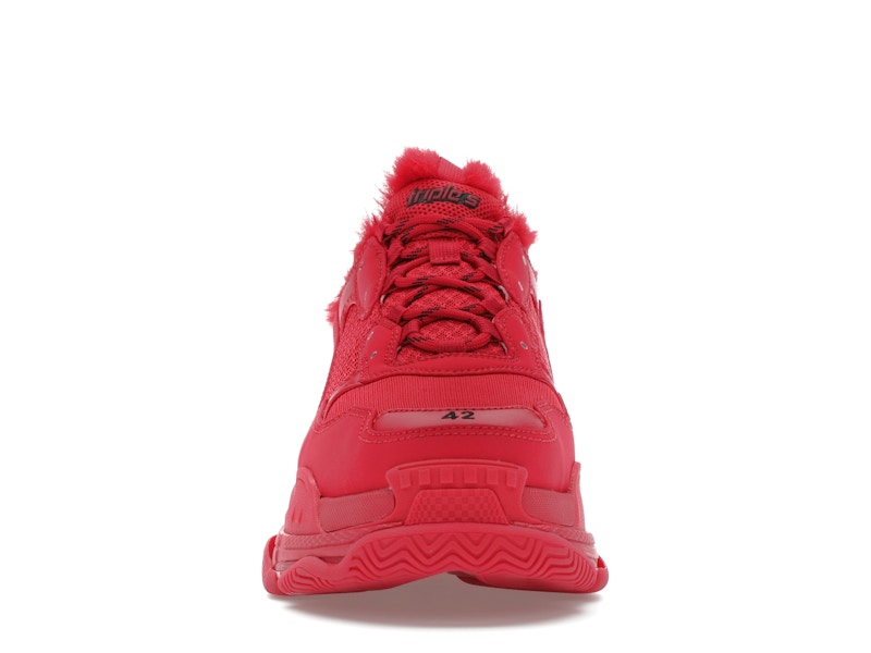 Balenciaga Triple S Faux Fur Burgundy