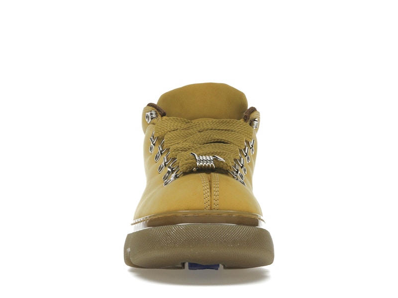 Burberry Lace Up Leather Ankle Boot Mustard Yellow