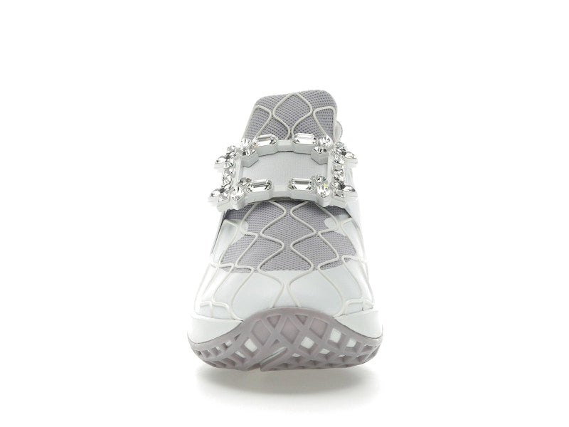 Roger Vivier Viv' Run Fabric White Purple Crystal Buckle (Women's)