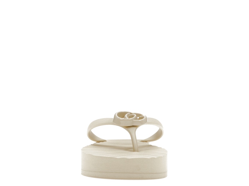 Gucci Chevron Thong Sandal White Rubber