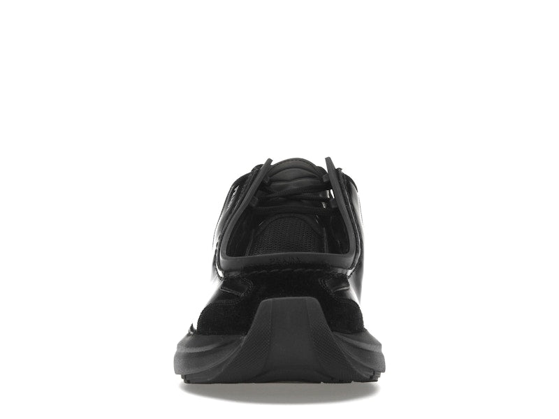 Prada Brushed Leather Sneakers Bike Fabric Suede Black
