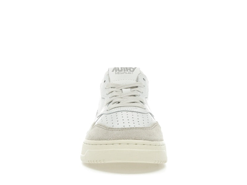 Autry Medalist Leather Low White Silver Blue Beige (Women's)