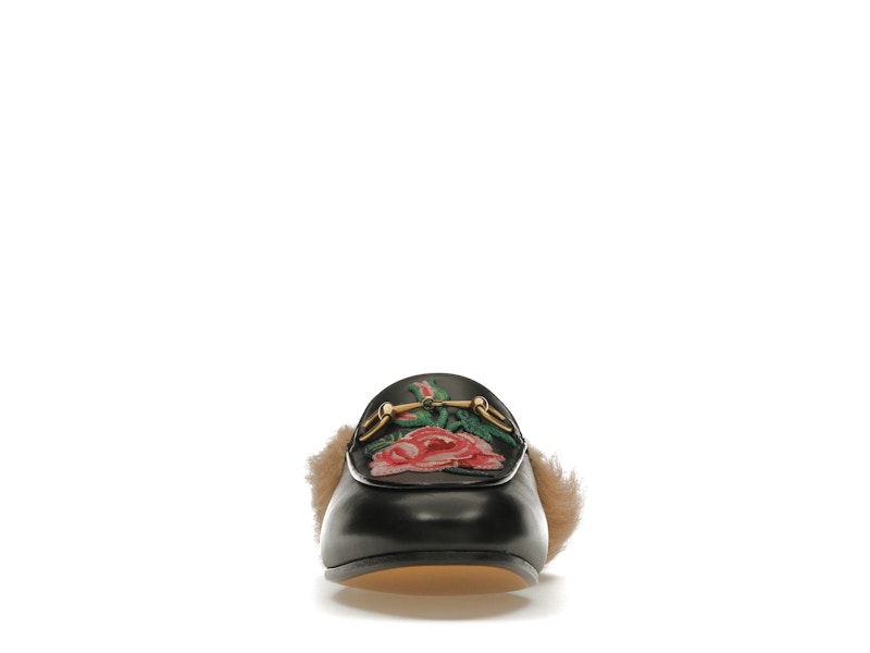 Gucci Floral Embroidered Princetown Mules Black (Women's)