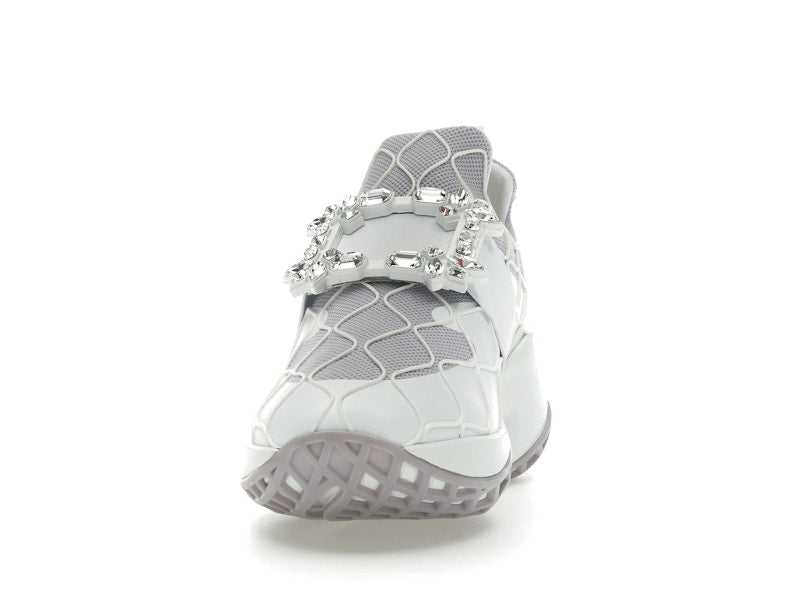 Roger Vivier Viv' Run Fabric White Purple Crystal Buckle (Women's)