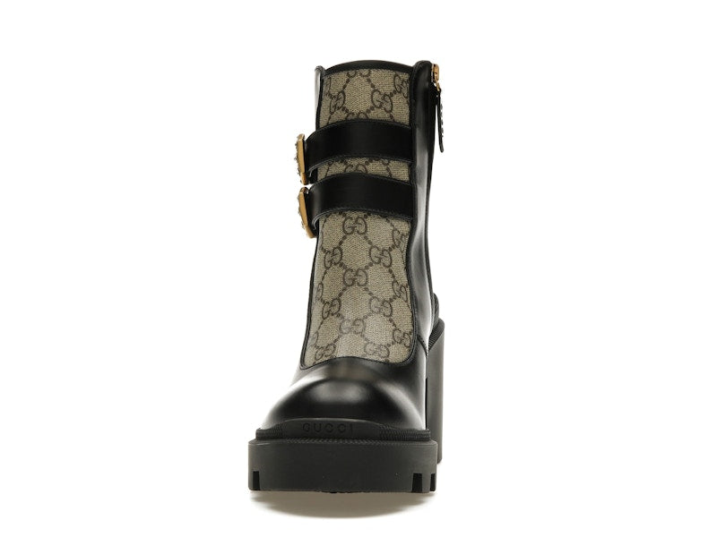 Gucci Buckles Ankle Boots Black Beige (Women's)