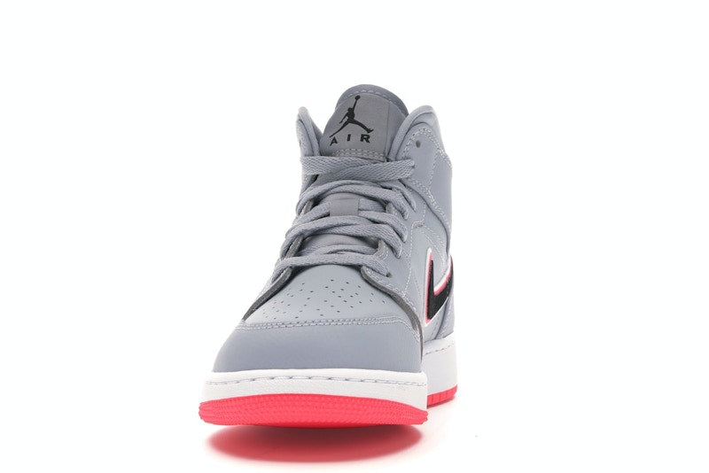 Jordan 1 Mid Wolf Grey Racer Pink Black (GS)