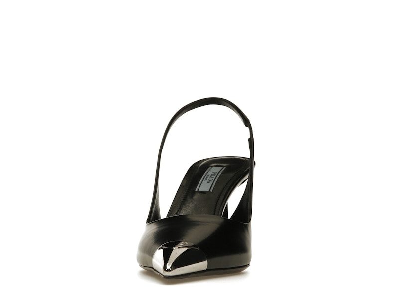 Prada 75mm Slingback Pump Black Leather