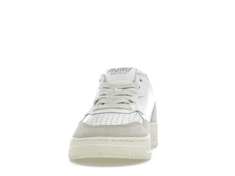 Autry Medalist Leather Low White Beige Suede (Women's)