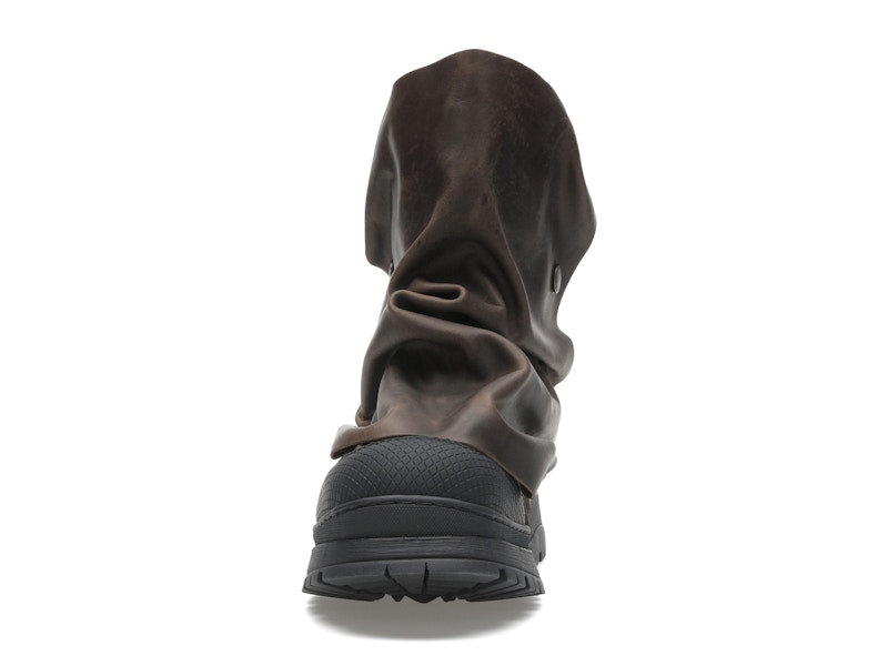 H&M x Glenn Martens Gaiter-Detail Leather Boots Dark Brown