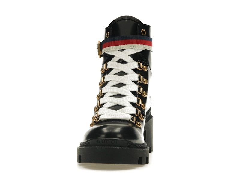 Gucci Sylvie Web 55mm Ankle Boot Black Leather