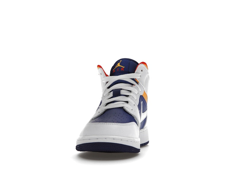 Jordan 1 Mid White Laser Orange Deep Royal Blue (GS)