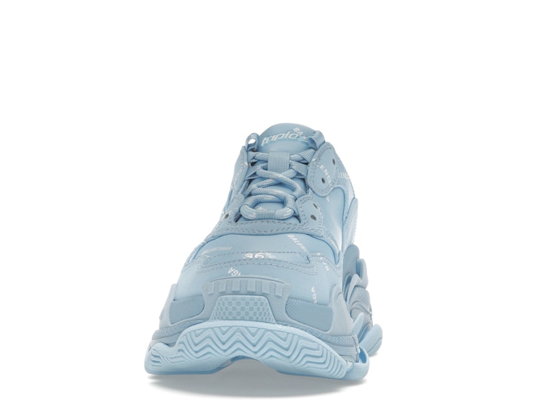 Balenciaga All Over Logo Triple S Blue Grey (Women's)