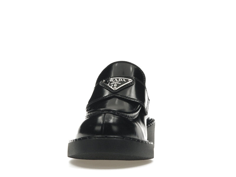 Prada Chocolate 50mm Loafer Black Brushed Leather