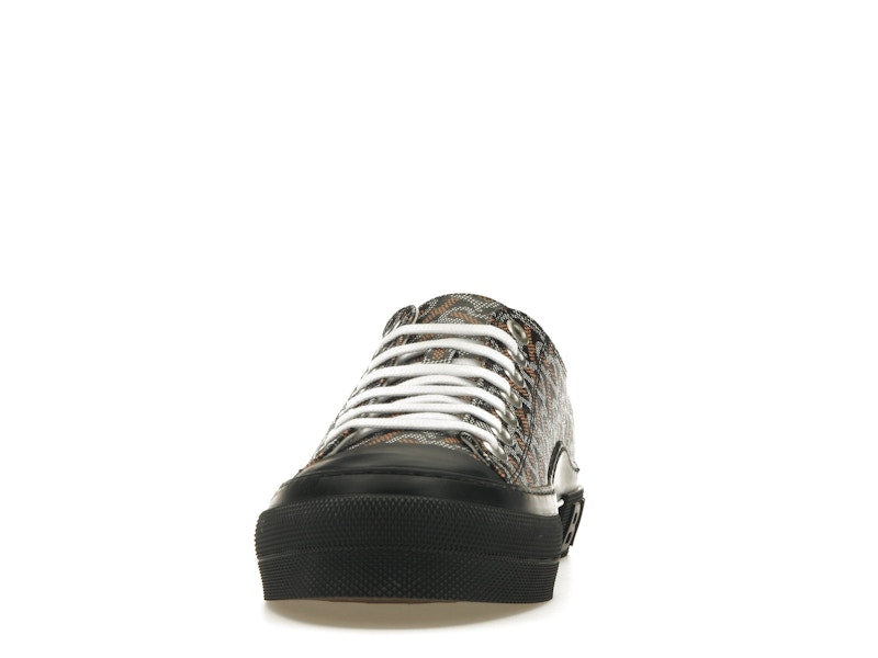 Burberry Monogram Pattern Low Top Black Orange Canvas