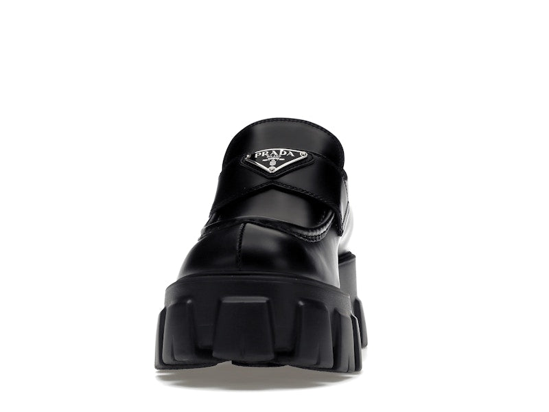 Prada Monolith 55mm Loafer Black Brushed Leather