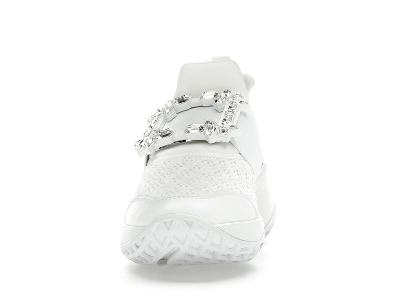 Roger Vivier Viv' Run Fabric White Crystal Buckle (Women's)