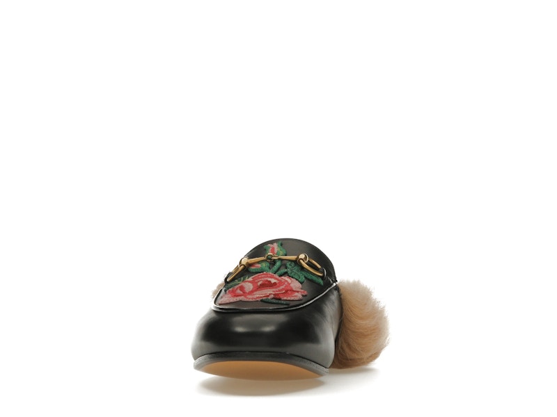 Gucci Floral Embroidered Princetown Mules Black (Women's)