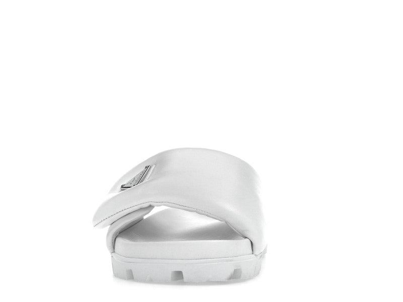 Prada Soft Padded 20mm Slide Sandal White Nappa Leather