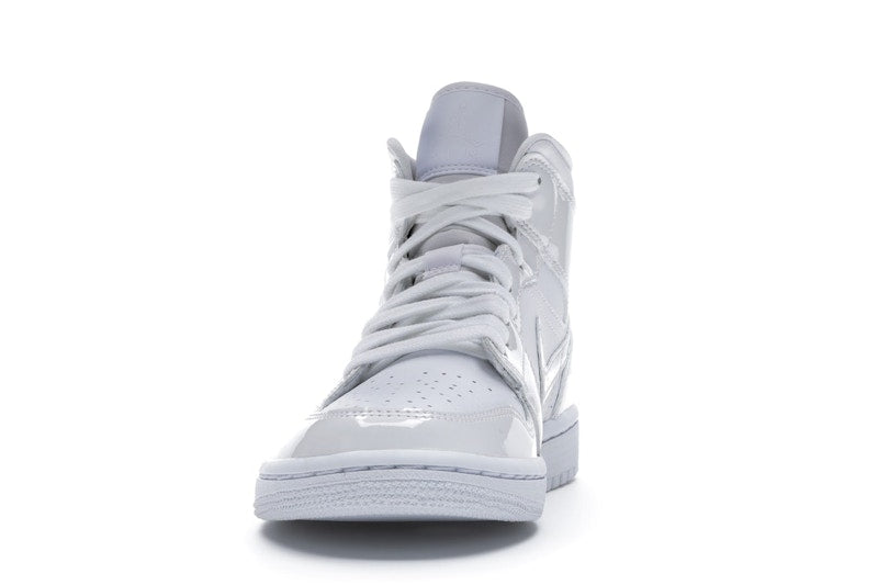 Jordan 1 Mid Triple White Patent Swoosh (Women's)