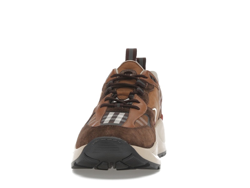 Burberry Check and Suede Sneakers Dark Birch Brown