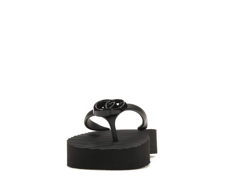 Gucci Chevron Thong Sandal Black Rubber