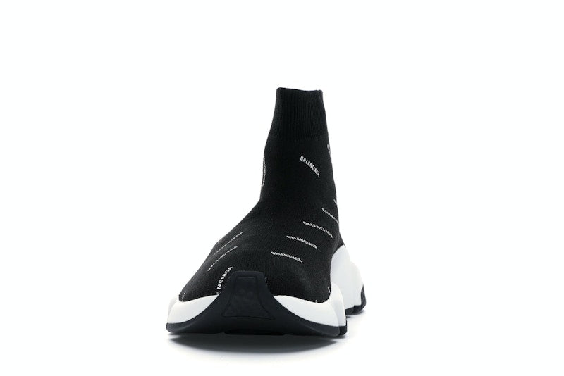 Balenciaga Speed Trainer Logo Print Black White (Women's)