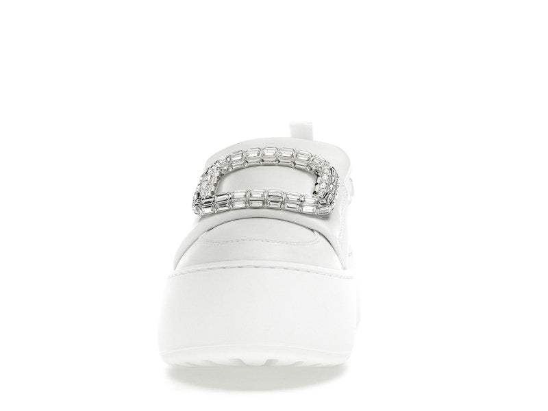 Roger Vivier Viv' Up White Crystal Buckle (Women's)