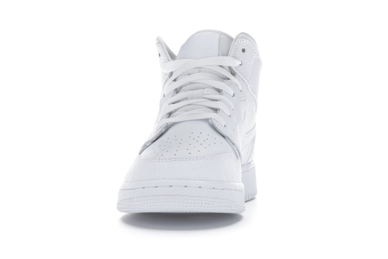 Jordan 1 Mid Triple White Tumbled Leather (GS)