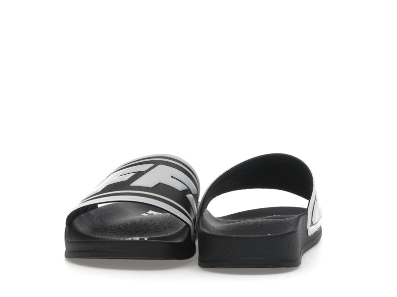 OFF-WHITE Embossed Logo Pool Slides Black White (Women's)