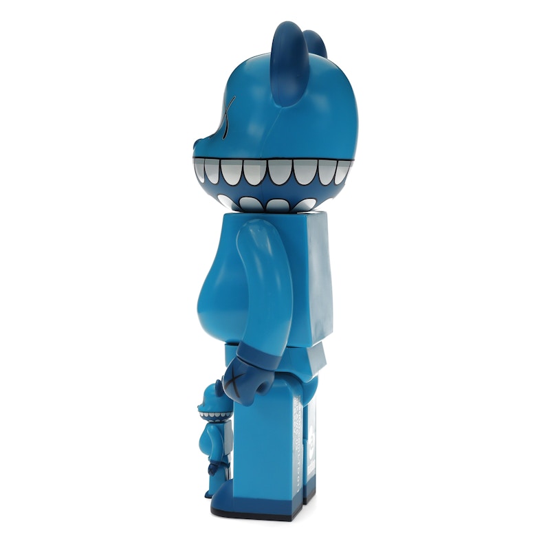 Bearbrick x a-nation KAWS Chompers 100% & 400% Set Blue
