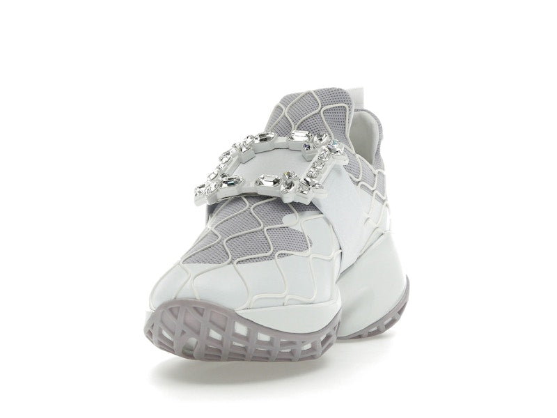 Roger Vivier Viv' Run Fabric White Purple Crystal Buckle (Women's)