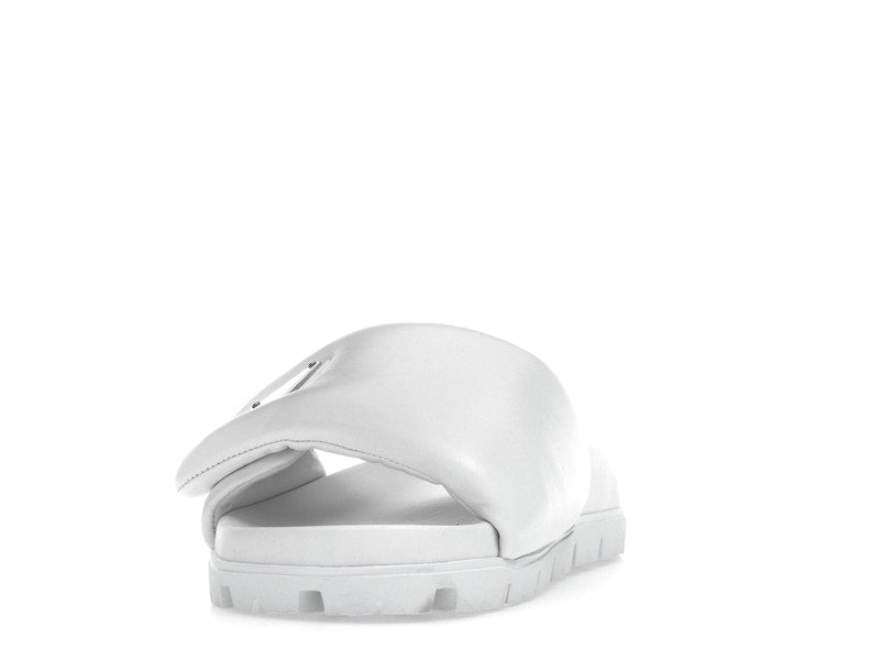 Prada Soft Padded 20mm Slide Sandal White Nappa Leather