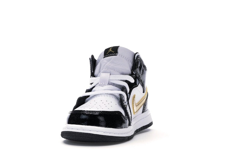 Jordan 1 Mid Patent Black White Gold (TD)