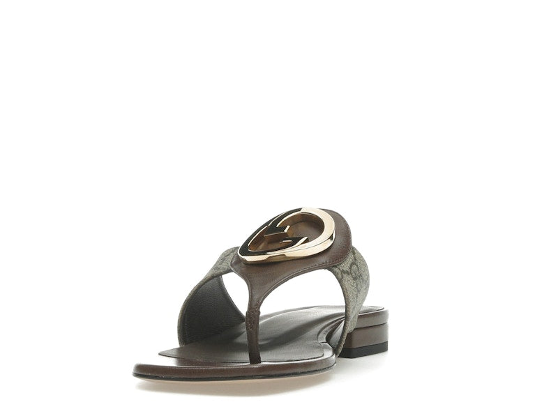 Gucci Blondie Thong Canvas Sandals Ebony (Women's)