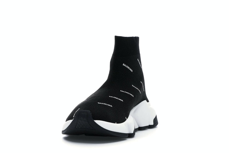 Balenciaga Speed Trainer Logo Print Black White (Women's)