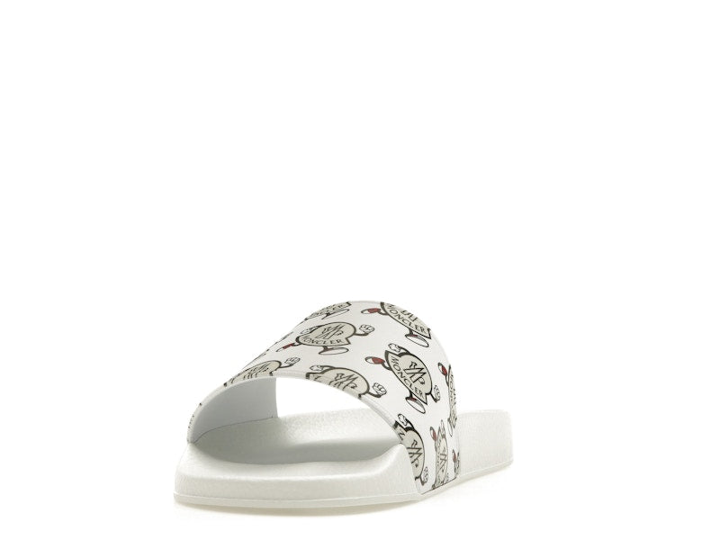 Moncler Basile Slide Logo Print White