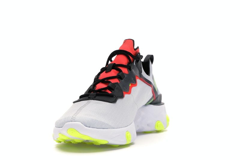 Nike React Element 55 Pure Platinum Bright Crimson Volt