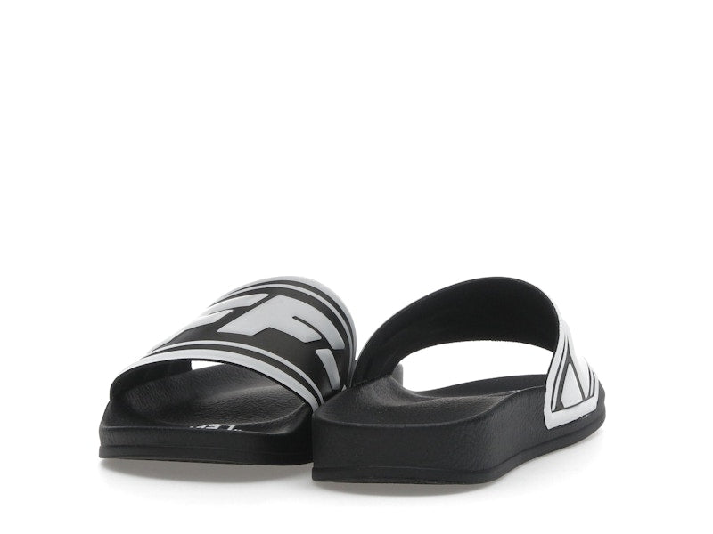 OFF-WHITE Embossed Logo Pool Slides Black White (Women's)