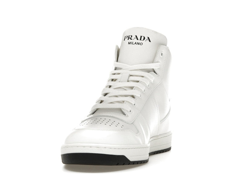 Prada Downtown High Top Sneakers Leather White White Black