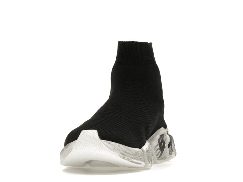 Balenciaga Speed 2.0 Graffiti Recycled Knit Black White