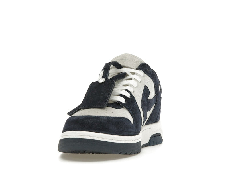 OFF-WHITE Out Of Office OOO Low Tops White Navy Blue Suede