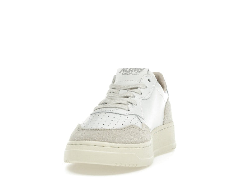 Autry Medalist Leather Low White Silver Blue Beige (Women's)