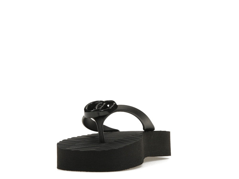 Gucci Chevron Thong Sandal Black Rubber