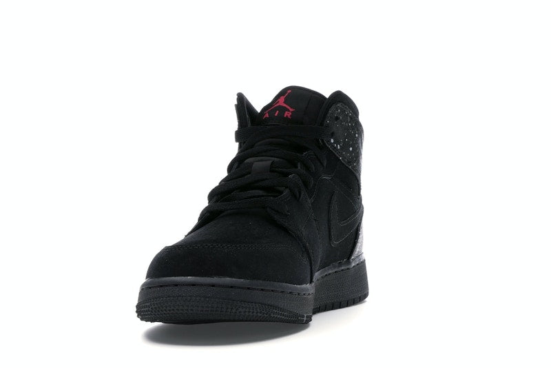 Jordan 1 Mid Black Rush Pink White Splatter (GS)