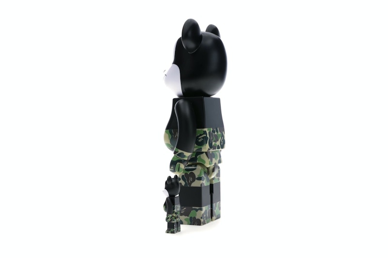 Bearbrick BAPE Mickey Mouse 100% & 400% Set Black/Green Camo
