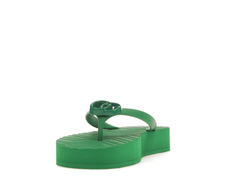 Gucci Chevron Thong Sandal Green Rubber