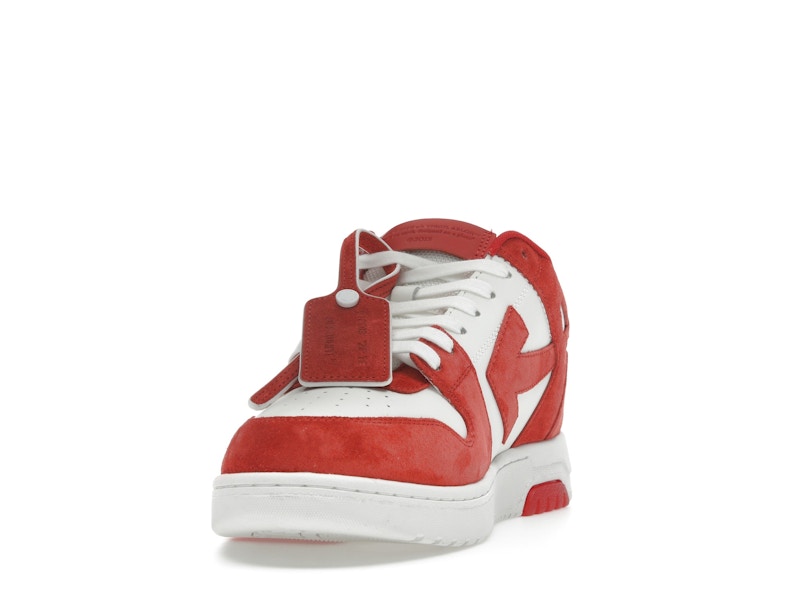 OFF-WHITE Out Of Office "OOO" Low Tops Brick Red White Suede